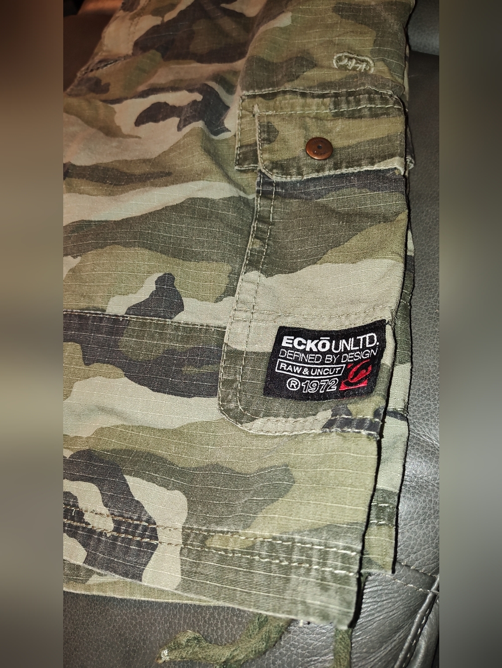 VTG Ecko Unltd Cargo Shorts Mens Sz 34 Camo Canvas Hip Hop Baggy Grunge Y2K - Picture 6 of 6